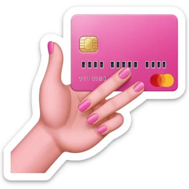 cree une main avec 5 doigts qui tien une carte de crédit 💳 rose sticker