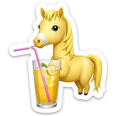 yellow pony drinking cocktail sticker