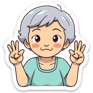 angry granny flipping off  sticker