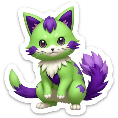 Sprigatito-Floragato-Meowscarada-Pokémon-Fakémon-animal-fusion (full body) sticker