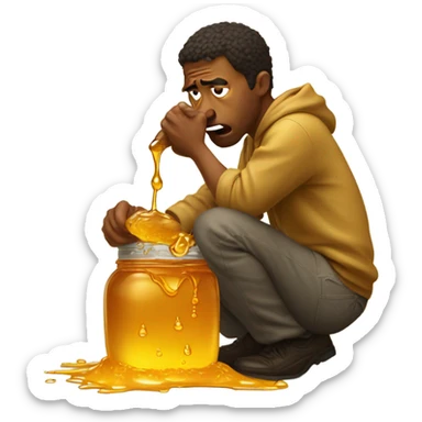 Man puking up honey sticker