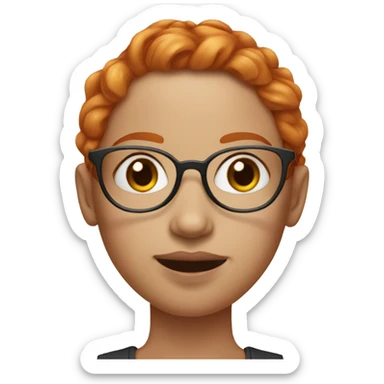 ginger woman with hazel eyes, glasses, septum, and eyebrow piercing and freckles sticker
