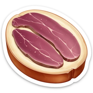 whole raw duck liver, smooth firm surface, beige-pink color, rounded uneven lobes, natural marbling, faint sheen, rich fatty texture, no extras, soft lighting, emoji scale sticker