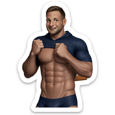 smiling muscular man in underwear sticker