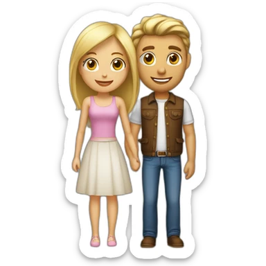 Pareja chica rubia y hombre castaño sticker