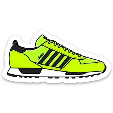 Lime green Adidas logo with three black stripes sticker