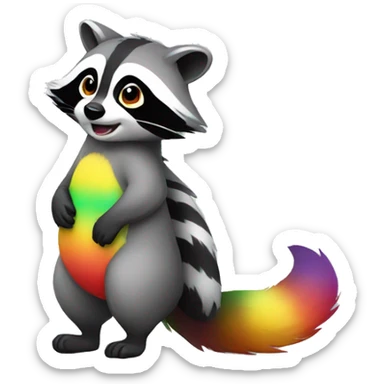 Rainbow Raccoon Full Body sticker