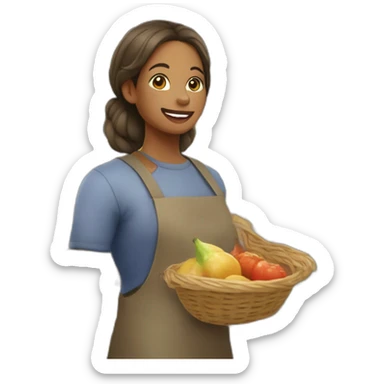 Une fille avec ça mère au marché sticker