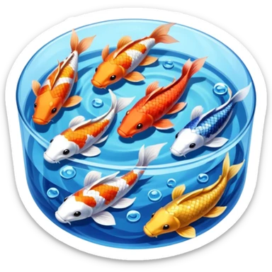 Pond of water with koi fish sticker