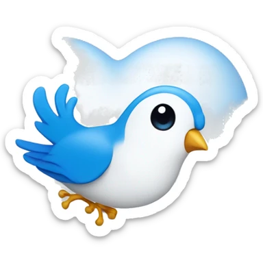 An emoji inside a white heart shape featuring 'PP' in bold blue sans-serif font, with a minimalistic blue bird-like curve above it.  sticker