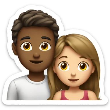 Girl kissing boy on cheek sticker