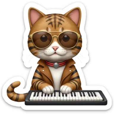 rockstar cat who plays keybord sticker