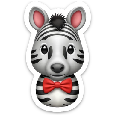 Zebra with red bow tie sticker