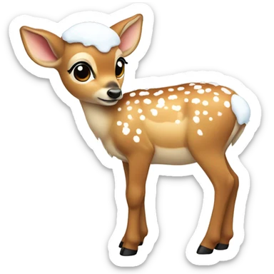 fawn with snow on it’s back  sticker