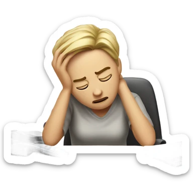 Tired in doing work sticker