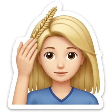 close-up of fingers caressing a strand of hair, iOS emoji style sticker