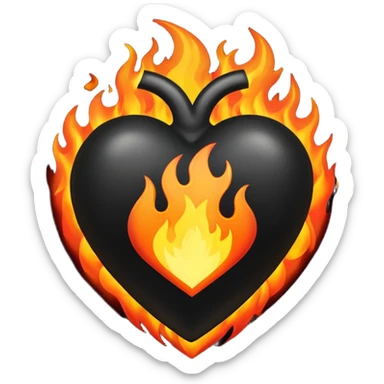 Black Heart with fire sticker