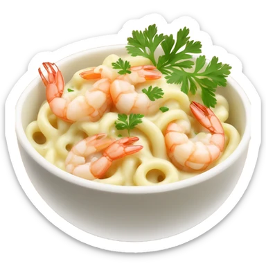 Shrimp Alfredo in a bowl with parsley  sticker