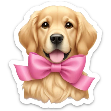 Golden retriever wearing pink bow sticker