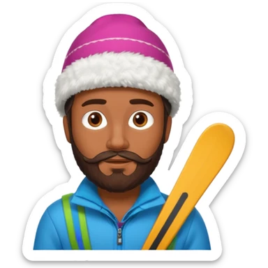 mexican guy with beard, ski hat, shirt sticker