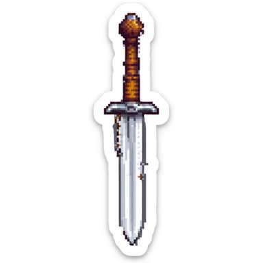 a viking blade, bastard sword, pixel art style, transparent background sticker