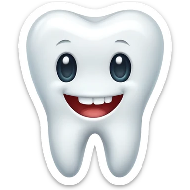a bright white cartoon tooth sticker