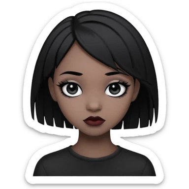 Emo black girl with black hair  sticker