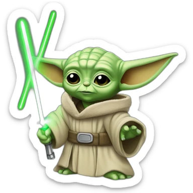Bébé yoda avec un sabre laser sticker
