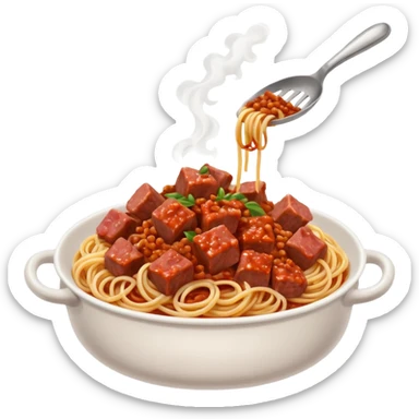 spaghetti with bolognese sauce and diced meat pieces sticker