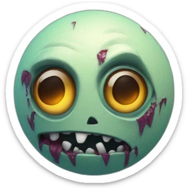 3d sphere with a cartoon Zombie skin texture with big courageous eyes sticker