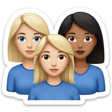 3 women emojis, Caucasian woman with blonde hair, Brown skin woman with black hair, Caucasian women with brown hair sticker