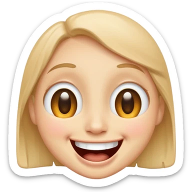 Emoji, laughing face with tears of joy, wide smile, big eyes sticker