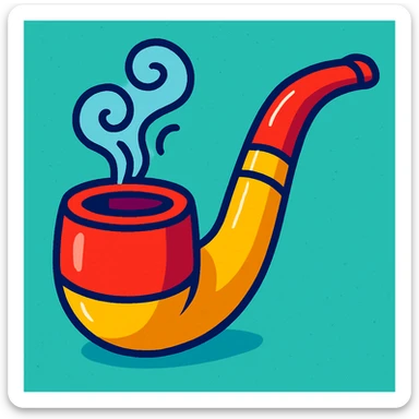Sherlock Holmes curved smoking pipe in vibrant cartoon style sticker
