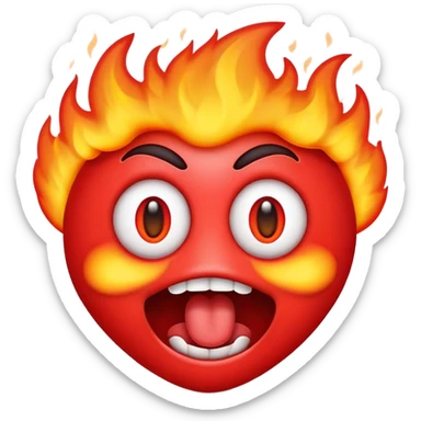 Emoji con la lengua fuera y con fuego en los ojos sticker
