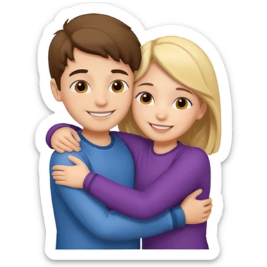 Boy and girl hugging each other in love sticker