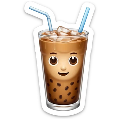 iced coffee with no eyes on the glass  sticker