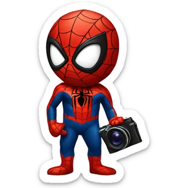 spiderman holding a camera sticker