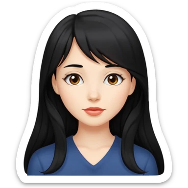 beautiful woman with long black hair and side bangs sticker