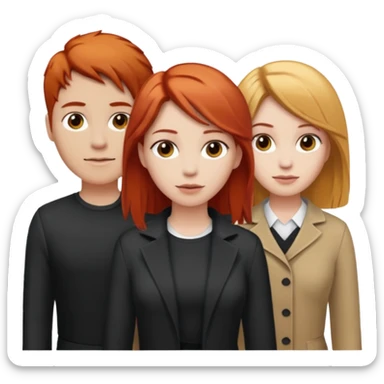 3 people, all white skin color but different hair colors next to each other  sticker
