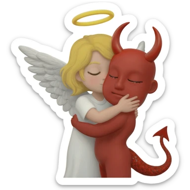 Angel abrazando a un diablo sticker