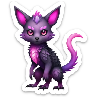 Cool Edgy Black-pink-purple-gradient badass Trico-animal-creature full bodyd sticker