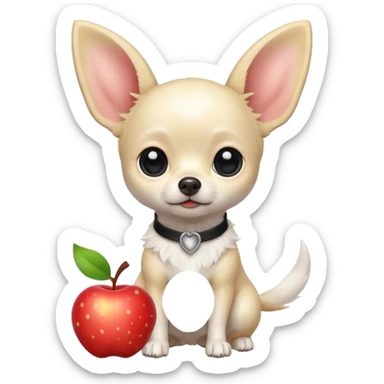 Apple head white Chihuahua with black dots. Big ears and big eyes. Full body sticker