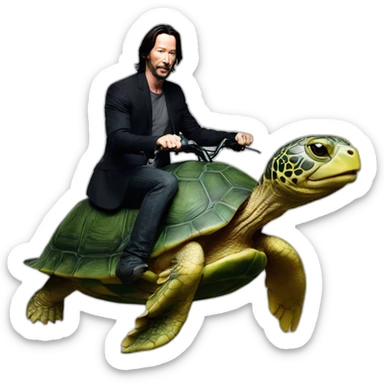 keanu reeves riding a turtle sticker
