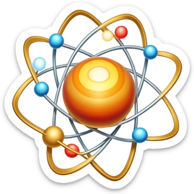 Atom with nucleus in center and orbiting electrons in shell layers showing valence electrons sticker