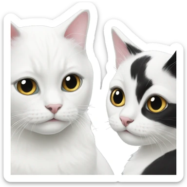 2 white cats and 1 black-white cat  sticker