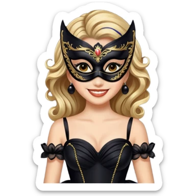 Black ball gown festival masquerade mask sticker