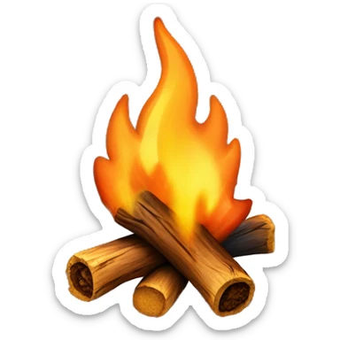 Bonfire: A small, crackling bonfire with soft flames and a hint of glowing embers. sticker