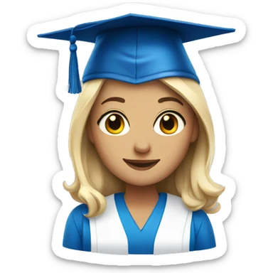 Graduating in a blue white dress sticker