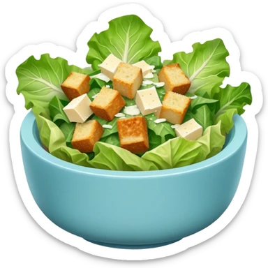 super realistic caesar salad in small light blue bowl sticker