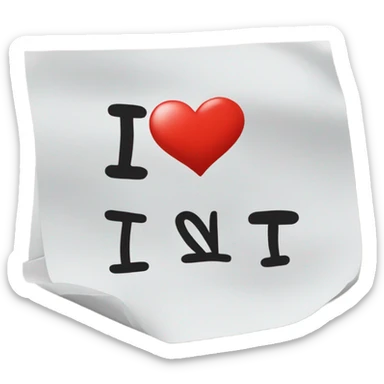 paper that says I love it sticker